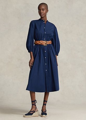 Robe en drap de coton bleu marine Ralph Lauren pour femme