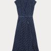Robe en georgette de soie à pois bleu marine/crème Ralph Lauren pour femme Robe en georgette de soie à pois bleu marine/crème Ralph Lauren pour femme