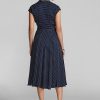 Robe en georgette de soie à pois bleu marine/crème Ralph Lauren pour femme Robe en georgette de soie à pois bleu marine/crème Ralph Lauren pour femme
