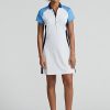 Robe en jersey extensible color-block blanche/bleue Ralph Lauren pour femme Robe en jersey extensible color-block blanche/bleue Ralph Lauren pour femme