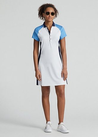 Robe en jersey extensible color-block blanche/bleue Ralph Lauren pour femme