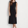 Robe en jersey noire à devant torsadé Ralph Lauren pour femme Robe en jersey noire à devant torsadé Ralph Lauren pour femme