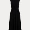 Robe en jersey noire à devant torsadé Ralph Lauren pour femme Robe en jersey noire à devant torsadé Ralph Lauren pour femme