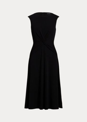 Robe en jersey noire à devant torsadé Ralph Lauren pour femme