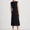 Robe en jersey noire à devant torsadé Ralph Lauren pour femme Robe en jersey noire à devant torsadé Ralph Lauren pour femme