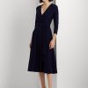 Robe en jersey à surplis bleu marine Ralph Lauren pour femme Robe en jersey à surplis bleu marine Ralph Lauren pour femme