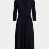 Robe en jersey à surplis bleu marine Ralph Lauren pour femme Robe en jersey à surplis bleu marine Ralph Lauren pour femme