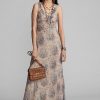 Robe en mousseline de soie froissée à fleurs multicolore/marron Ralph Lauren pour femme Robe en mousseline de soie froissée à fleurs multicolore/marron Ralph Lauren pour femme