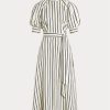 Robe en soie mûre à rayures crème/noire Ralph Lauren pour femme Robe en soie mûre à rayures crème/noire Ralph Lauren pour femme
