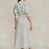Robe en soie mûre à rayures crème/noire Ralph Lauren pour femme Robe en soie mûre à rayures crème/noire Ralph Lauren pour femme