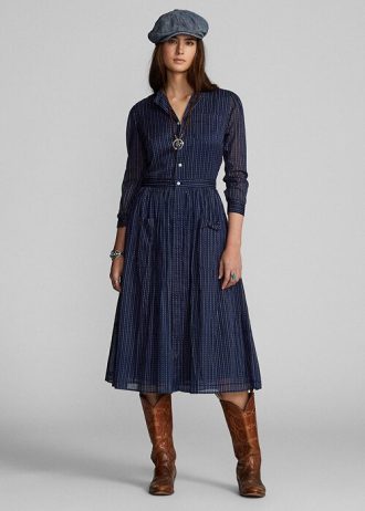 Robe en voile de coton indigo Ralph Lauren bleu marine pour femme Robe en voile de coton indigo Ralph Lauren bleu marine pour femme