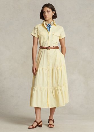Robe jaune à volants avec ceinture Ralph Lauren pour femme Robe jaune à volants avec ceinture Ralph Lauren pour femme