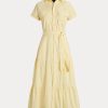 Robe jaune à volants avec ceinture Ralph Lauren pour femme Robe jaune à volants avec ceinture Ralph Lauren pour femme