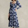 Robe licou en coton fleuri bleu Ralph Lauren pour femme Robe licou en coton fleuri bleu Ralph Lauren pour femme