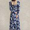 Robe licou en coton fleuri bleu Ralph Lauren pour femme Robe licou en coton fleuri bleu Ralph Lauren pour femme