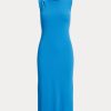 Robe mi-longue sans manches en coton mélangé bleu Ralph Lauren pour femme Robe mi-longue sans manches en coton mélangé bleu Ralph Lauren pour femme
