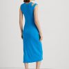 Robe mi-longue sans manches en coton mélangé bleu Ralph Lauren pour femme Robe mi-longue sans manches en coton mélangé bleu Ralph Lauren pour femme