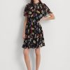 Robe multicolore en georgette froissée à fleurs Ralph Lauren pour femme