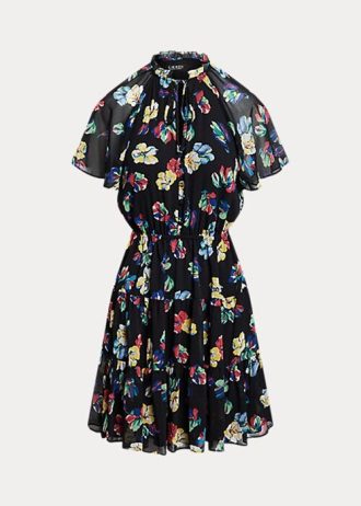 Robe multicolore en georgette froissée à fleurs Ralph Lauren pour femme