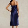 Robe nuisette mi-longue en soie mûre Ralph Lauren bleu marine pour femme Robe nuisette mi-longue en soie mûre Ralph Lauren bleu marine pour femme