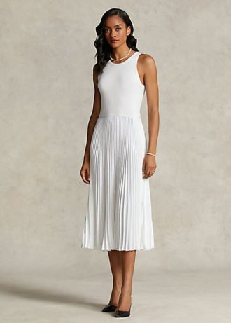 Robe plissée blanche pour femme Ralph Lauren The Spelman Collection Robe plissée blanche pour femme Ralph Lauren The Spelman Collection