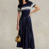 Robe plissée hybride bleu marine Ralph Lauren pour femme Robe plissée hybride bleu marine Ralph Lauren pour femme