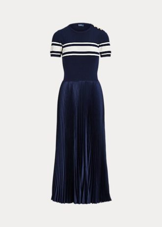 Robe plissée hybride bleu marine Ralph Lauren pour femme