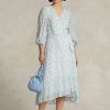 Robe portefeuille en georgette froissée à fleurs Ralph Lauren pour femme Robe portefeuille en georgette froissée à fleurs Ralph Lauren pour femme