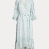 Robe portefeuille en georgette froissée à fleurs Ralph Lauren pour femme Robe portefeuille en georgette froissée à fleurs Ralph Lauren pour femme