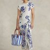 Robe portefeuille en jersey à imprimé floral bleu Ralph Lauren pour femme Robe portefeuille en jersey à imprimé floral bleu Ralph Lauren pour femme