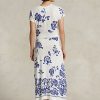 Robe portefeuille en jersey à imprimé floral bleu Ralph Lauren pour femme Robe portefeuille en jersey à imprimé floral bleu Ralph Lauren pour femme