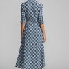 Robe portefeuille en voile de coton à carreaux bleu Ralph Lauren pour femme Robe portefeuille en voile de coton à carreaux bleu Ralph Lauren pour femme