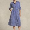 Robe rayée ceinturée bleu marine/blanc pour femme Ralph Lauren