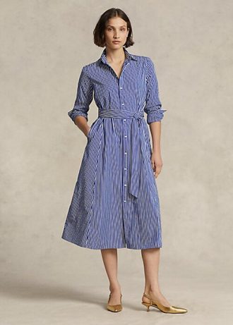 Robe rayée ceinturée bleu marine/blanc pour femme Ralph Lauren