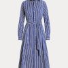 Robe rayée ceinturée bleu marine/blanc pour femme Ralph Lauren