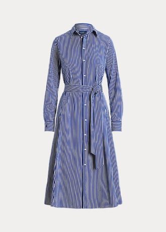Robe rayée ceinturée bleu marine/blanc pour femme Ralph Lauren