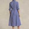 Robe rayée ceinturée bleu marine/blanc pour femme Ralph Lauren
