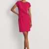 Robe rose à manches courtes en jersey extensible Ralph Lauren pour femme Robe rose à manches courtes en jersey extensible Ralph Lauren pour femme