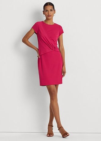 Robe rose à manches courtes en jersey extensible Ralph Lauren pour femme