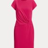 Robe rose à manches courtes en jersey extensible Ralph Lauren pour femme Robe rose à manches courtes en jersey extensible Ralph Lauren pour femme