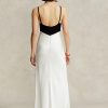 Robe sans manches en satin contrasté blanc/noir Ralph Lauren pour femme Robe sans manches en satin contrasté blanc/noir Ralph Lauren pour femme