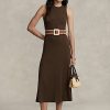 Robe sans manches en tricot gaufré extensible Ralph Lauren chocolat pour femme Robe sans manches en tricot gaufré extensible Ralph Lauren chocolat pour femme