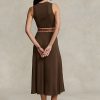 Robe sans manches en tricot gaufré extensible Ralph Lauren chocolat pour femme Robe sans manches en tricot gaufré extensible Ralph Lauren chocolat pour femme