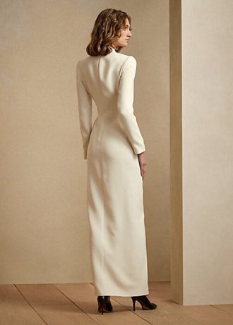 Robe smoking en soie Kristian de Ralph Lauren pour femme, couleur crème