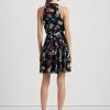 Robe à surplis multicolore en georgette froissée à fleurs Ralph Lauren pour femme