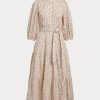 Robe à volants en coton fleuri avec ceinture pour femme Ralph Lauren Robe à volants en coton fleuri avec ceinture pour femme Ralph Lauren