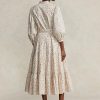 Robe à volants en coton fleuri avec ceinture pour femme Ralph Lauren Robe à volants en coton fleuri avec ceinture pour femme Ralph Lauren