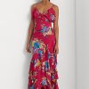 Robe à volants multicolore en georgette florale Ralph Lauren pour femme