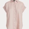 Rose Chemises à manches chauve-souris en lin Ralph Lauren pour femmes