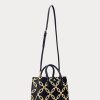 Sac cartable Marcy de taille moyenne en cuir à imprimé métallisé Ralph Lauren, bleu marine raffiné/doré moderne Sac cartable Marcy de taille moyenne en cuir à imprimé métallisé Ralph Lauren, bleu marine raffiné/doré moderne